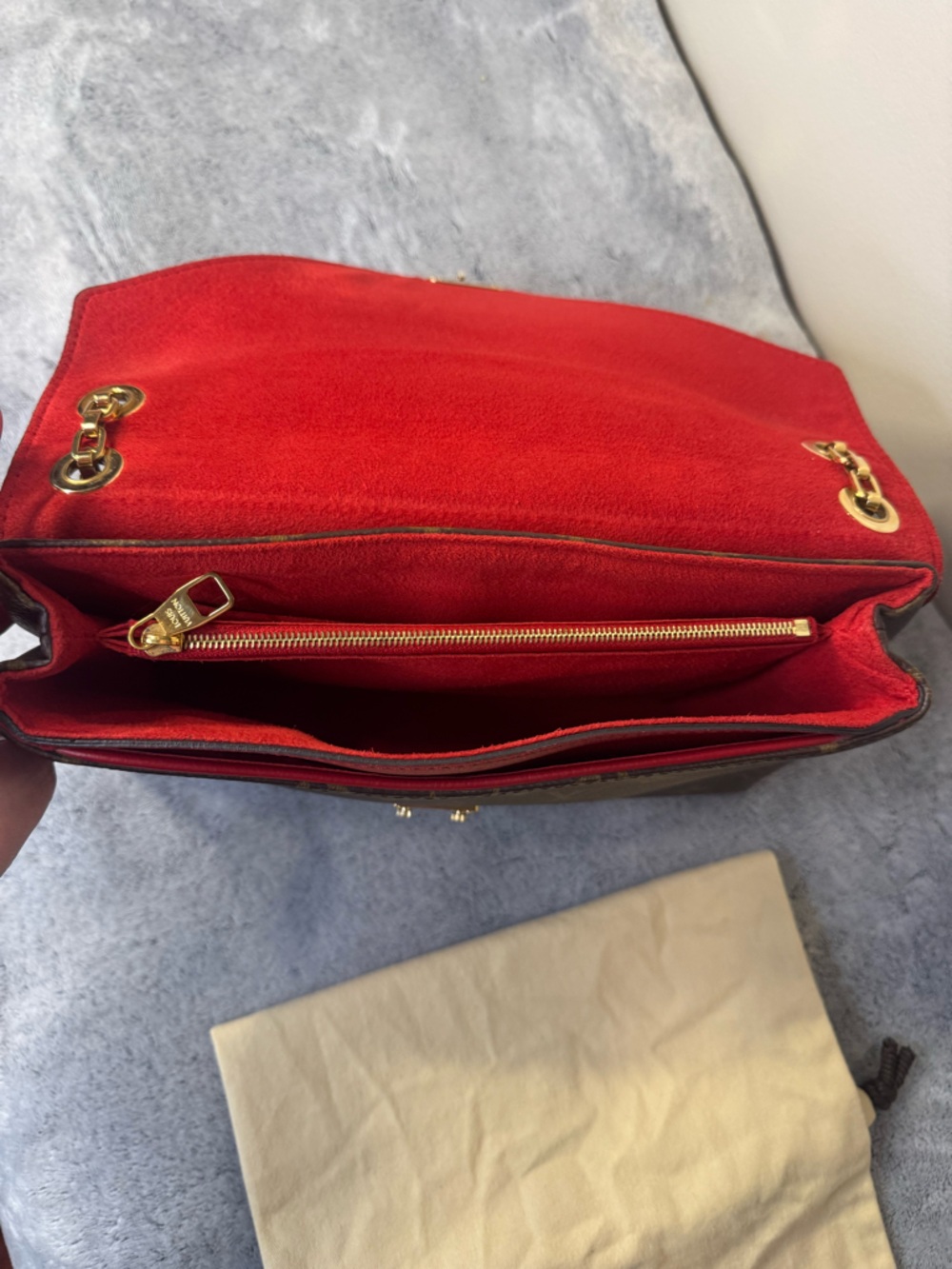 Louis Vuitton Pallas Chain Monogram Red Leather Shoulder Bag - Picture 16 of 17